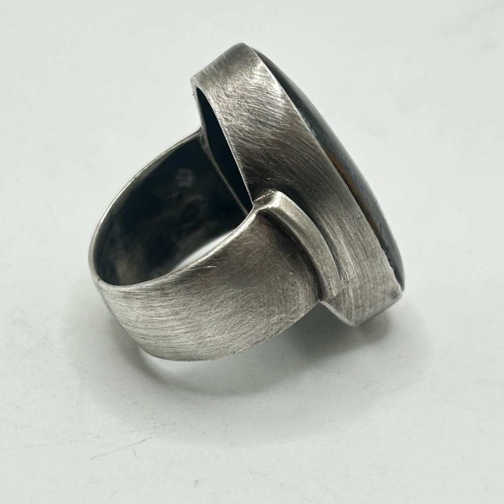 Tigers Eye Statement Ring, Sterling Silver - Size… - image 4